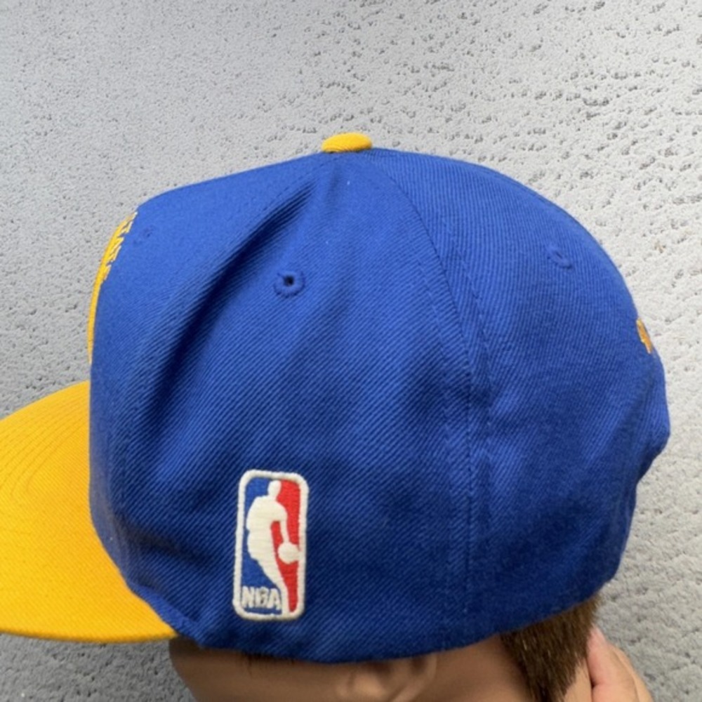 Golden State Warriors Hat Cap Snap Back Blue Yellow NBA Basketball Mitchell Ness - Picture 11 of 15